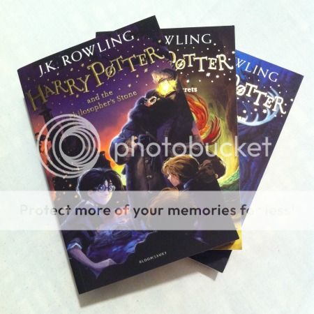 Harry Potter and the Philosopher's Stone, Harry Potter and the Chamber of Secrets, and Harry Potter and the Prisoner of Azkaban, by J.K. Rowling