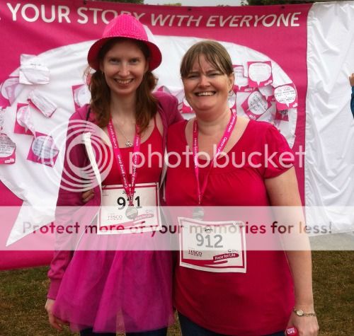 Me and my Mum after completing Race for Life 2014, wearing our medals