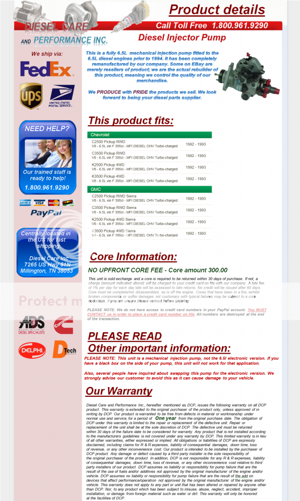 Sell 6.5 6.5L Chevy GMC Diesel Fuel Injection Injector Pump in Memphis